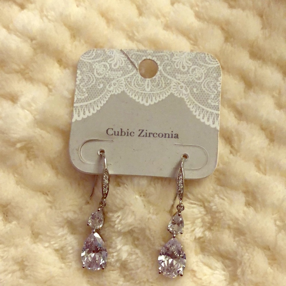 cubic zirconia dangle earrings